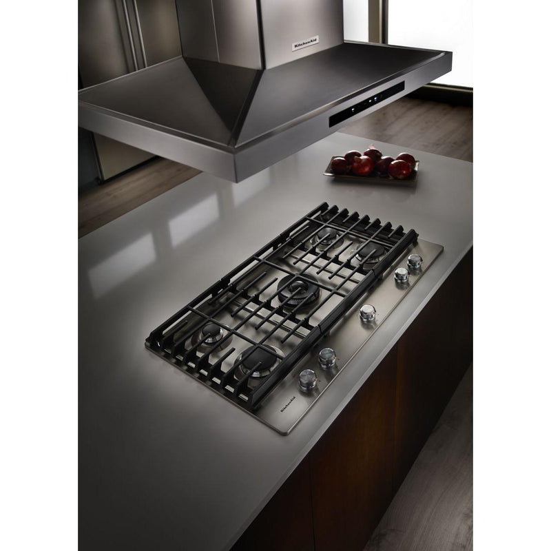 KitchenAid 36-inch Built-in Gas Cooktop with Even-Heat™ Burner KCGS556ESS IMAGE 10