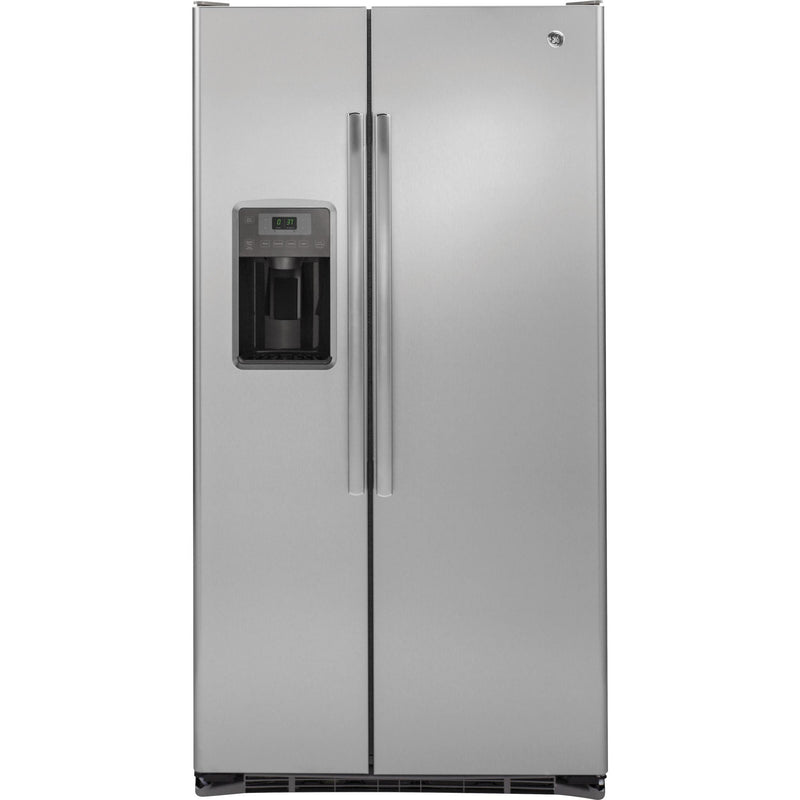 GE 36-inch, 21.9 cu. ft. Counter-Depth Side-by-Side Refrigerator with Ice and Water Dispenser GZS22DSJSS IMAGE 1