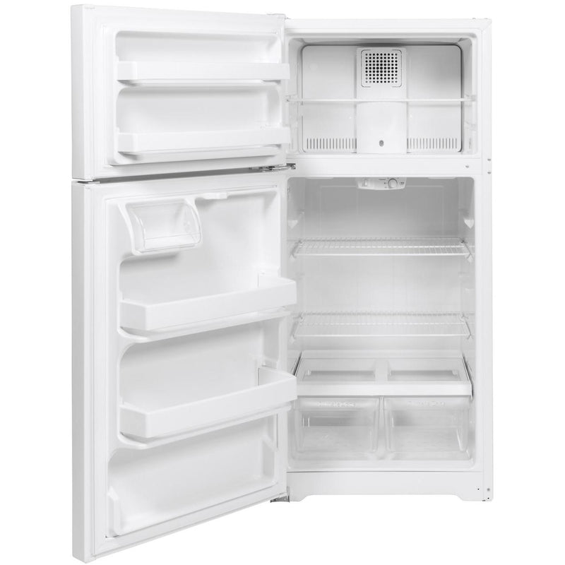 GE 28-inch, 15.6 cu.ft. Freestanding Top-Freezer Refrigerator with ClimateKeeper™ GTE16DTNLWW IMAGE 2