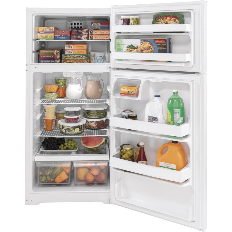 GE 28-inch, 15.6 cu.ft. Freestanding Top-Freezer Refrigerator with ClimateKeeper™ GTE16DTNRWW IMAGE 3