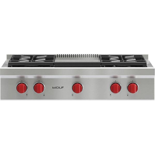 Wolf 36-inch Built-in Gas Rangetop with Infrared Griddle SRT364G-LP IMAGE 1